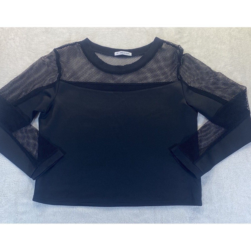 Mika And Gala Black Too L/S 10 Netted Shoulders Gothic Trap Rave Futuristic